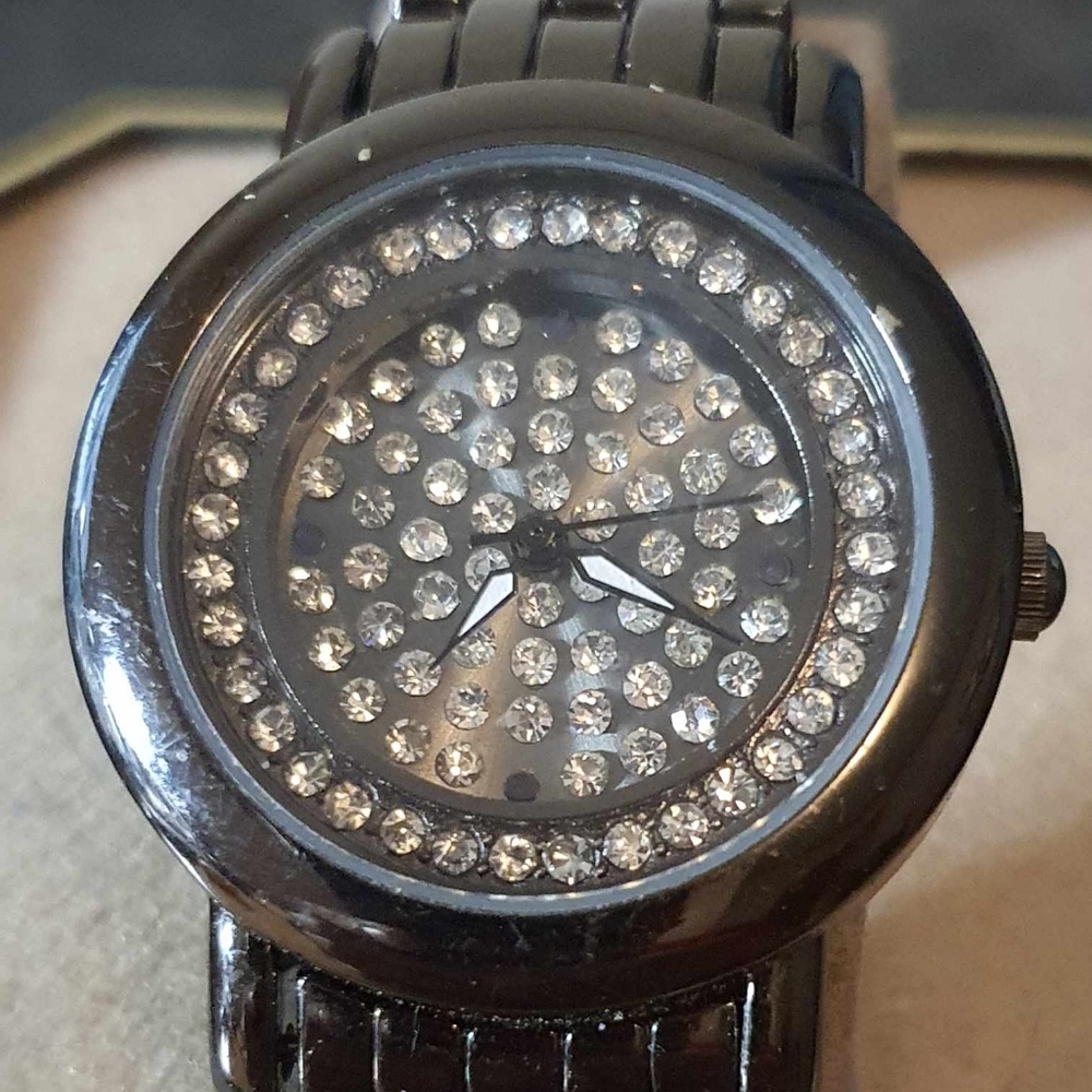 🦋10/$20🦋 FMDWW001 Black Rhinestone Stainless Steel Women's Watch